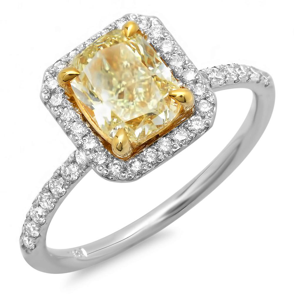 Fancy Yellow Diamond 1.15ct 0.31ctw Dias. 14KTWY Ring | Bold Gems Inc